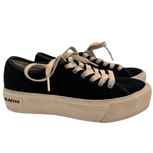 Seavees Women's Black Monterey Platform Suede Sneaker Size 7.5 - Picture 1 of 10